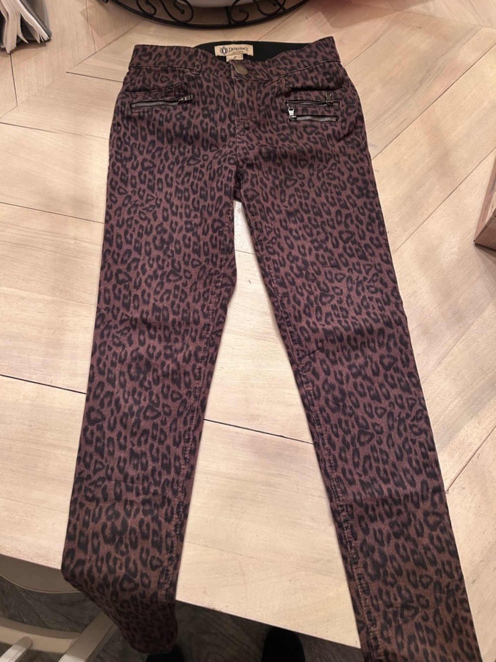 Democracy Leopard Print Skinny Jeans - Brown and Black “Ab” solution size 2